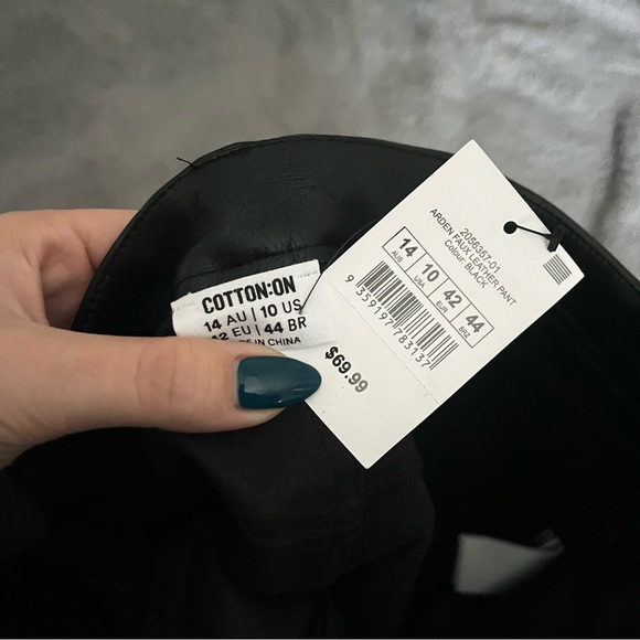 Cotton On Black Leather Pants size 10 NWT - Picture 3 of 5
